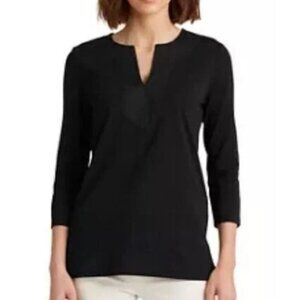 LAUREN RALPH LAUREN Black Krystal Tunic Elbow Sleeve Top Size 3XL Quiet Luxury